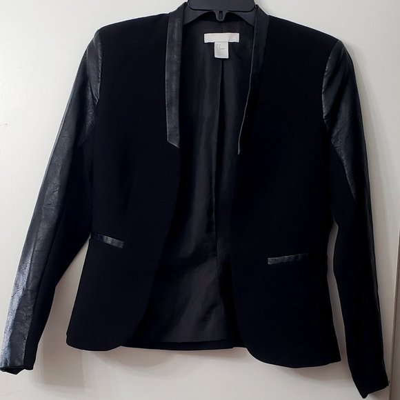 H&M Jackets & Blazers - H&M Black Blazer with Faux Leather Trim